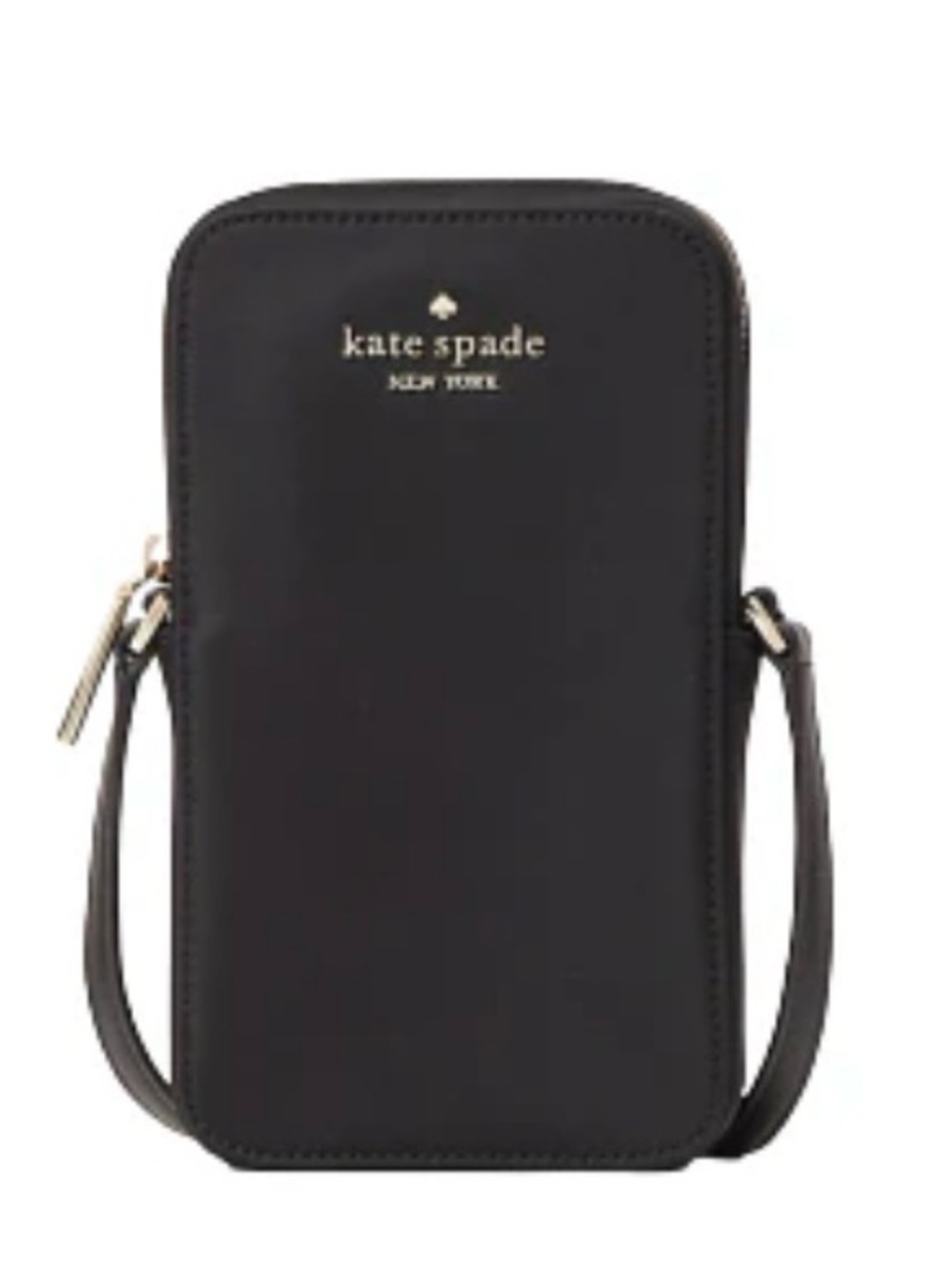 kate spade Black Compact Crossbody Phone Pouch with Gold Logo